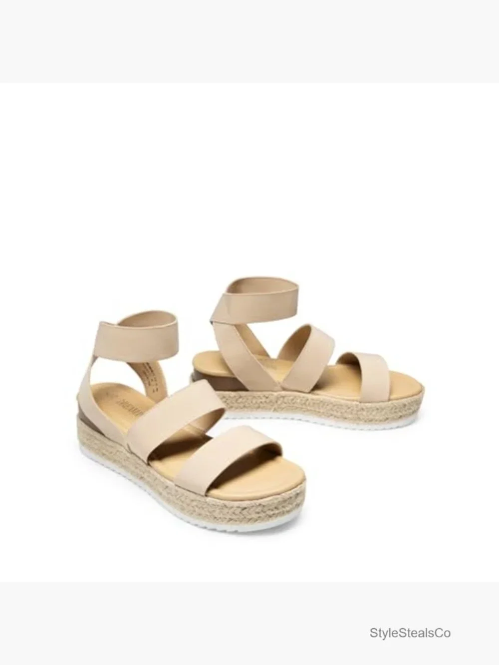 Strappy Espadrille Platform Wedge Sandals - Comfortable Open Toe - Picture 6 of 7